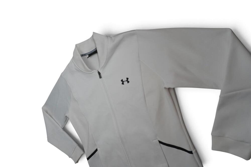 Under Armour Jacket Mens XL White Fitted Full Zip Track Stand Collar Athletic